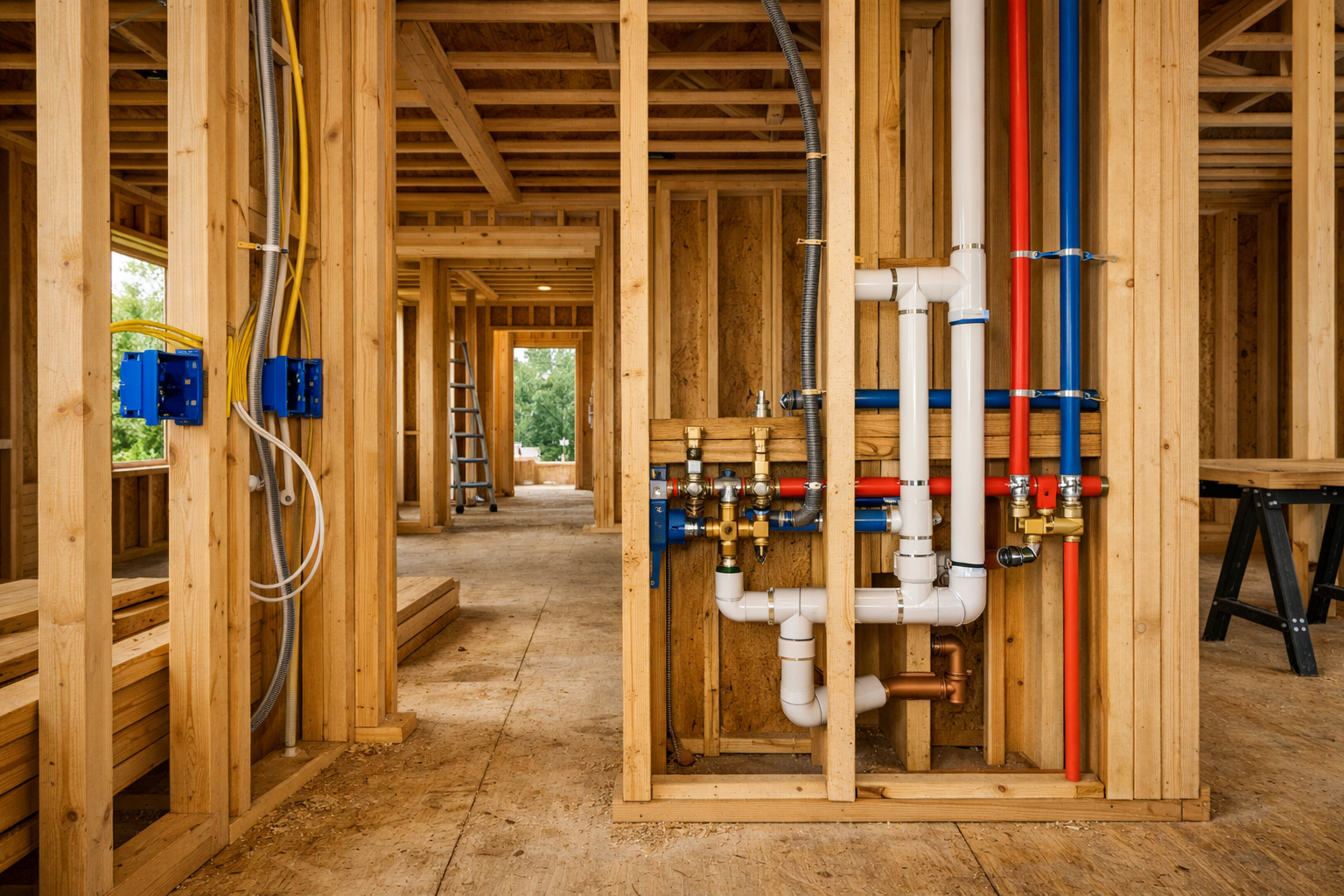 Plumbing and electrical rough-in
